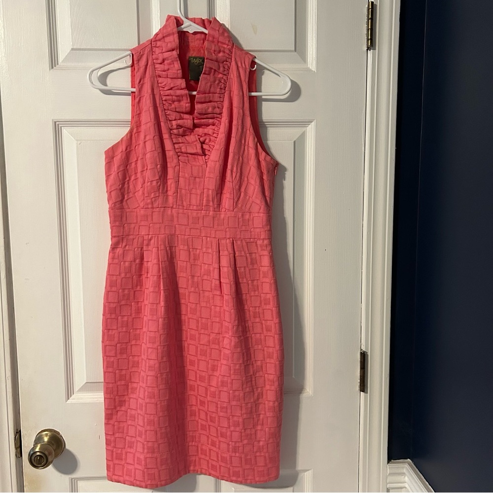 Taylor Dress with Square Geometric Print and Ruffle V-Neck Neckline- Size 2!